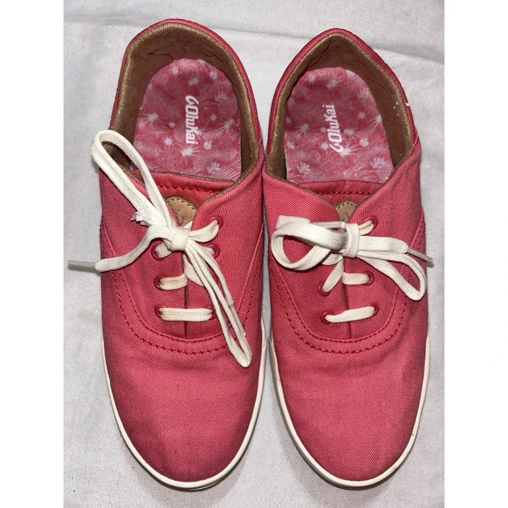 Olukai Kohu Women's Canvas W7.5 EUR 37.5 Coral Pink Canvas Wet Grip Non‎ Marking